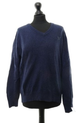 GANT Damen Pulli Pullover XL blau dunkelblau V-Neck Feinstrick 100% Wolle