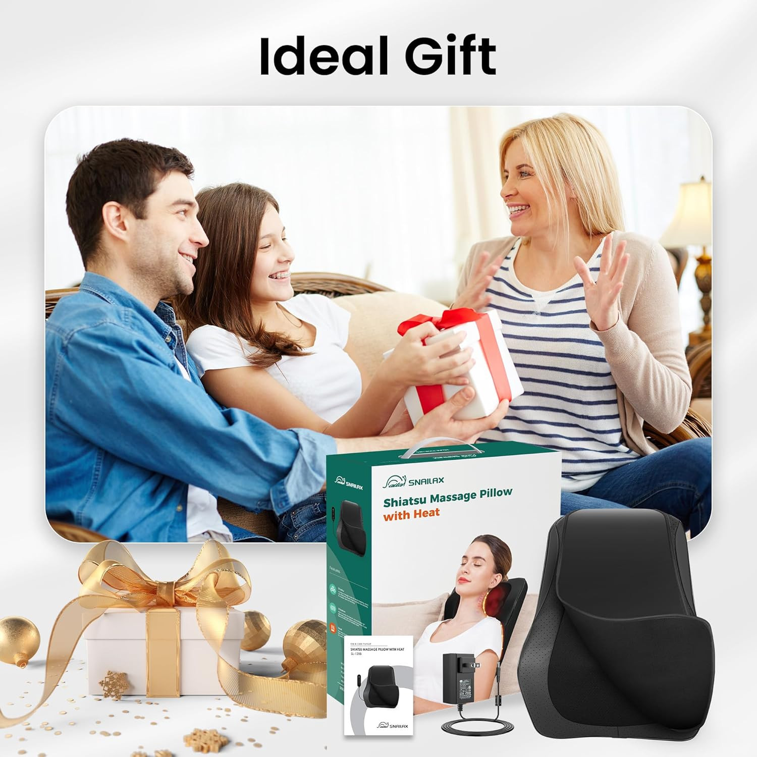 Back Massager for Back Pain Deep Tissue, Shiatsu Neck and Back Massager with Hea