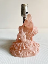 Vintage Art Deco Frosted Pink Glass Boudoir Lamp Figural Ballerinas No Shade