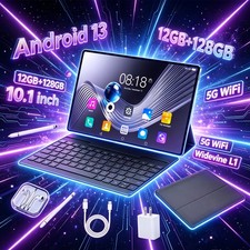 Tablet Android 13 12GB 128GB Tablet PC 10 inch HD 5G WiFi Tablet Keyboard Set