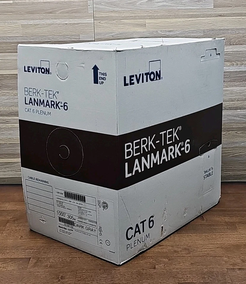 Cableado de datos con clasificación de fuego Berk-Tek Lanmark 6 DRAK GRIS CAT6 PLENUM/CMP - 1000 ft Foto 2 de 4