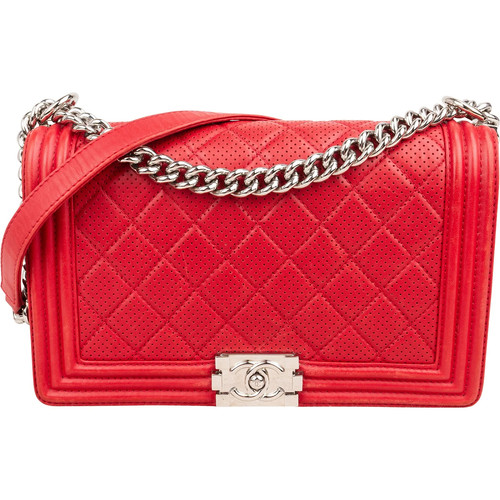 Chanel Perforated Large Boy Single Flap Crossbody Bag Coco CC Bag