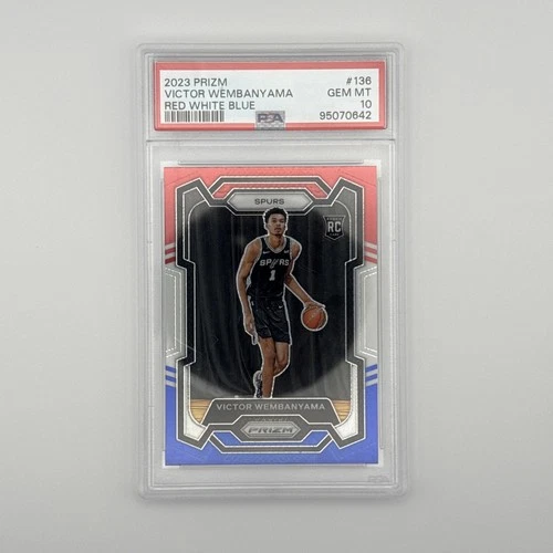 2023-24 PANINI PRIZM - VICTOR WEMBANYAMA #136 RED WHITE & BLUE PSA 10 PRIZM (RC)