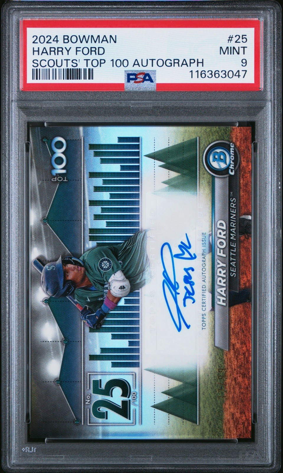 2024 Bowman Scouts Top 100 Autographs Harry Ford #BTPA-25/99 ‘Jesus ❤️ U’ PSA 9