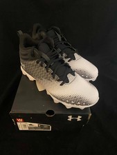 NEW NWB Under Armour UA Size 9 Spotlight Fran RM WD Cleats White/Black Men's