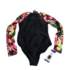 NWT Women's Black HURLEY Long Sleeve Swimsuit Size Large