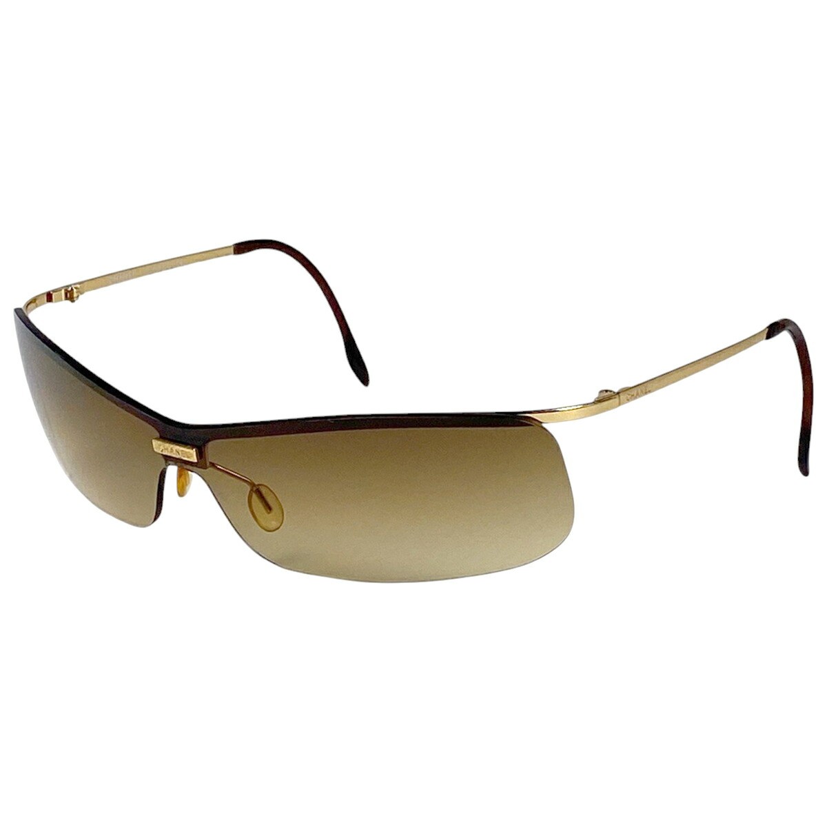 Chanel Logo Rimless Gradient Sunglasses Gold Brown 4043 Women Vintage