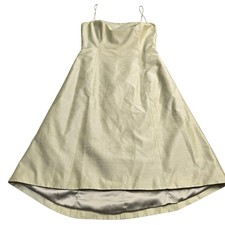 Jenny Yoo Silk Midi Dress Sz 8 Yellow A-Line Formal Bridesmaid wedding Guest Y2K
