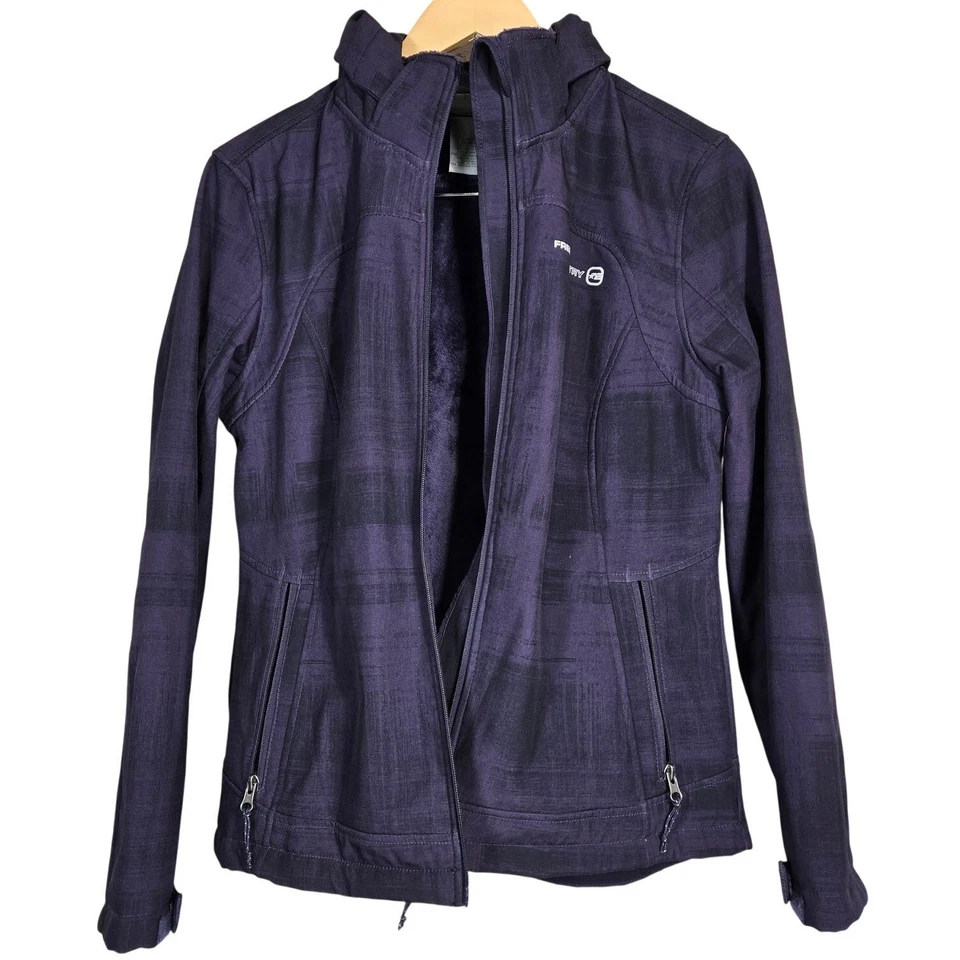 Free Country 女士紫色全拉链人造毛皮衬里软壳夹克 M — 第 4/4 张图片