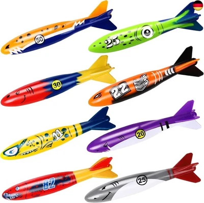 DIYDEC 8 Stück Tauchen Spielzeug, Torpedo Spielzeug Schwimmbad Spielzeug für Kinder S