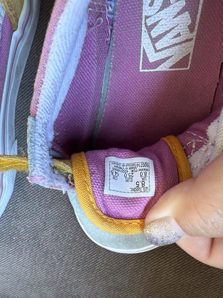 Zapatillas deportivas Vans Old Skool para niños pequeños talla 8,5C rosa amarillo gamuza Foto 4 de 4