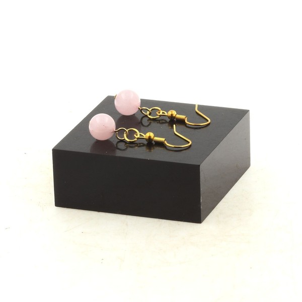 Ohrringe 1 Perle Opal Rosa 8 Mm Aus Vergoldetem Edelstahl-image