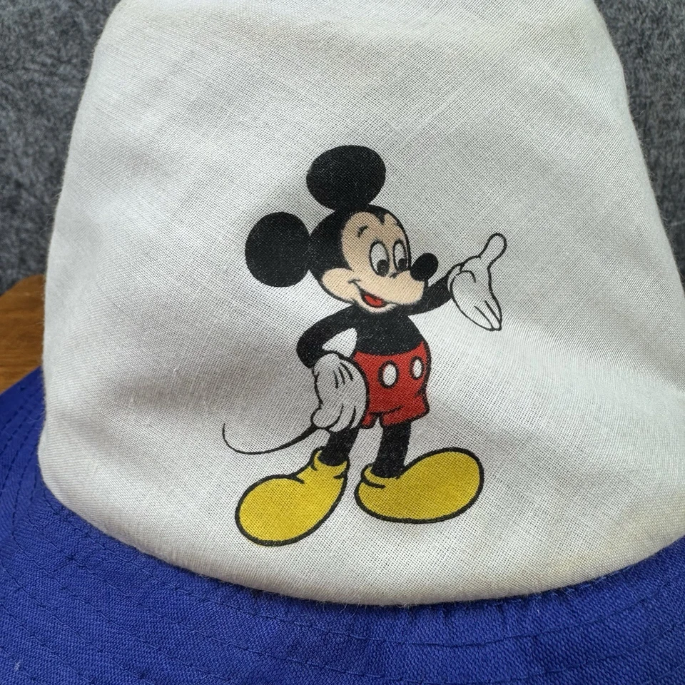 Vintage 70s Mickey Mouse Youth Toddler Bucket Hat Walt Disney USA Made Blue - Image 2 of 4