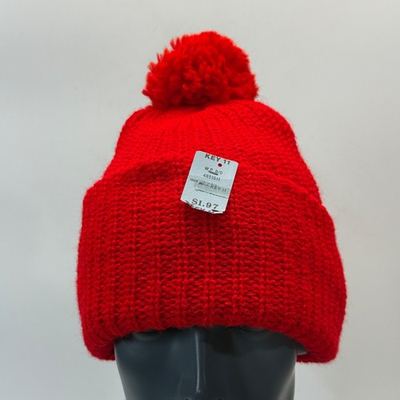 #ad #ad Vintage Kmart Beanie Hat Adult Red Pom Pom Winter $29.99