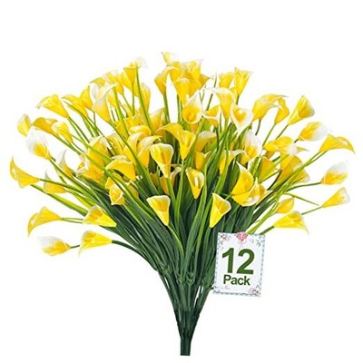  12 Bundles Calla Lily (300 Heads) Artificial Flowers for Outdoors, Fake 