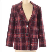 HALOGEN Plaid Multi Color Tweed Jacket Blazer