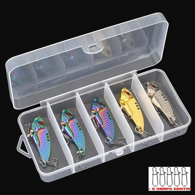 BERNHSTEIN Raubfisch VIB Vibrationsköder Metall Wobbler 3-15g, Set mit Box u. Snaps