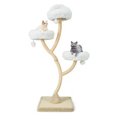 Cat Tree Tower 70" Multi-Level Kitten Activity Center w/ 3 Perches  Balls Beige