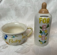Vintage Baby Bottle Bank  Bowl   Nursery D cor