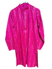 NWT Men's Kurta PAJAMA SET SZ 40 M/L rani hot pink SEQUINS India-USA seller