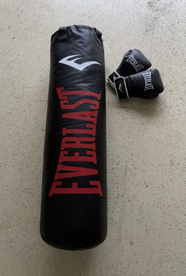 Everlast 100LBS Heavy Sand Bag Hanging Punching Bag + Gloves Included