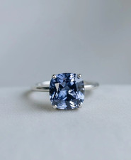 Natural Certified Blue Sapphire Ring 925 Sterling Silver 9 Ct Cushion Gemstone