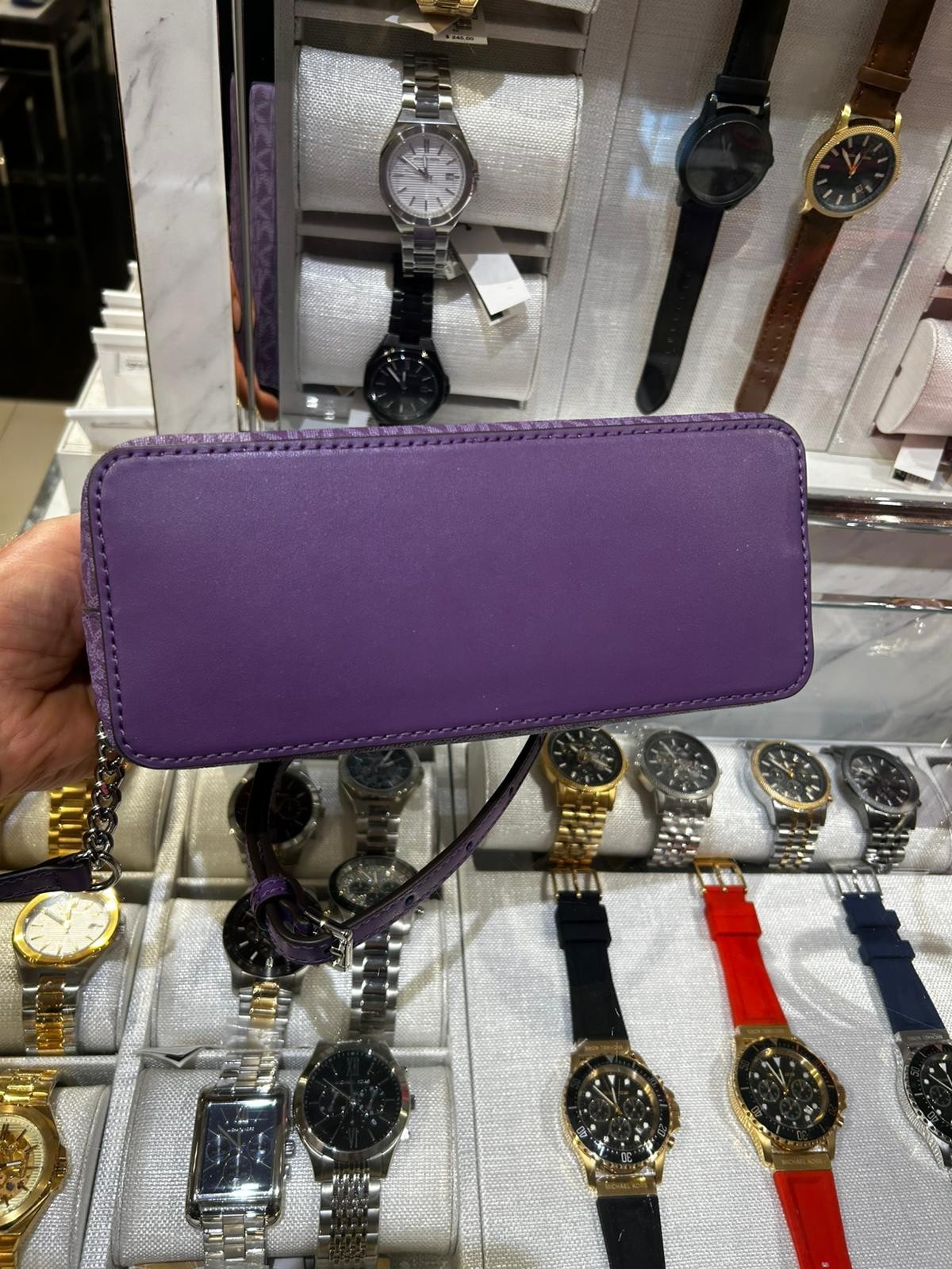 Michael Kors Jet Set Women Dome Crossbody Bag +Double Zip Wallet Set Dark Purple thumbnail 10