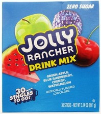 Jolly Rancher Drink Mix 30 Sticks Per Box Zero Sugar 3.14oz 89.1 g