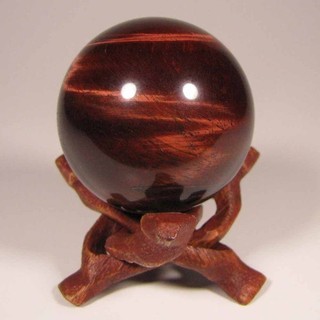 43mm RED TIGER EYE Chatoyant Gemstone Polished Sphere w/ Stand South Africa