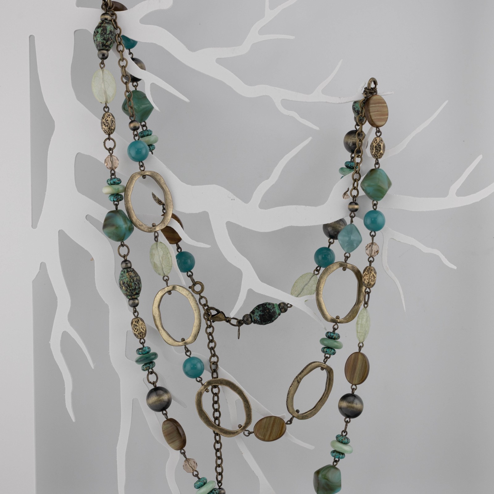 Multi-Strand Statement Boho Necklace 32" - image 1