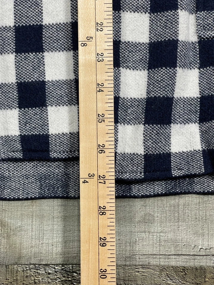 J Crew Sweater Womens Large Blue Buffalo Check Casual Cardigan Pockets - Image 4 of 4