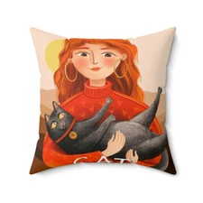 Princess Cat Spun Polyester Square Pillow