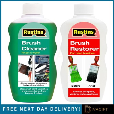 RUSTINS PINSEL RESTAURATOR & REINIGER 300ML NASS GETROCKNET LACKENTFERNER WEICHWALZE NEU