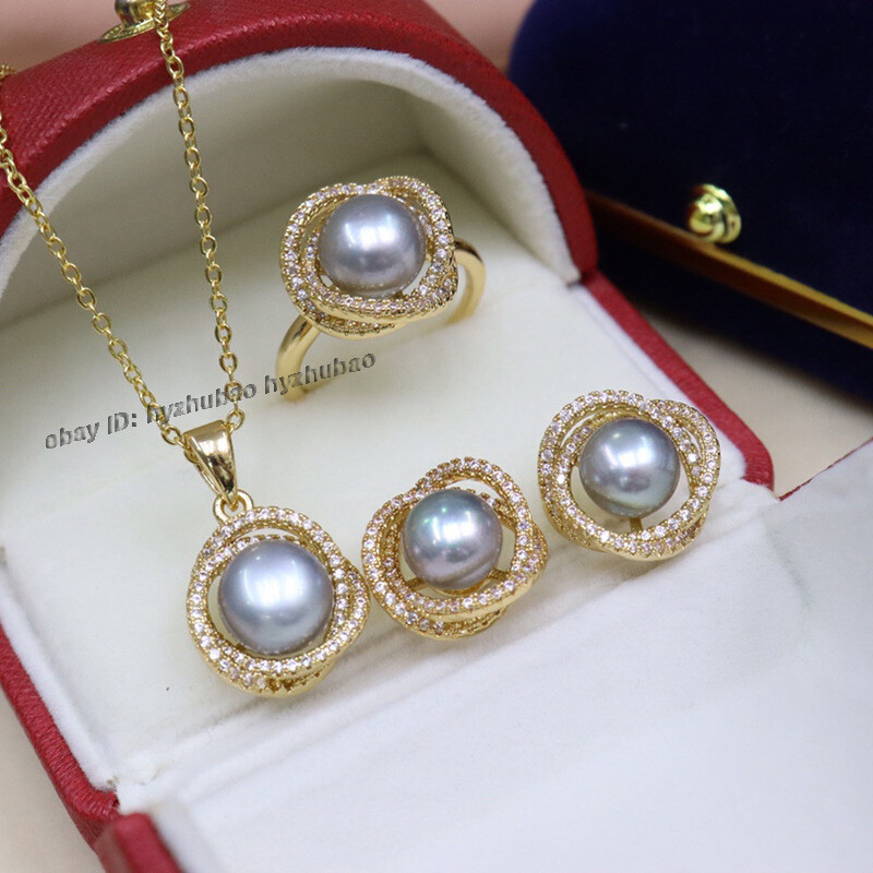 Collana In Perle Naturali Con Fiore – Oro Giallo 18K GP – Ciondolo Con Chiusura A Scatto – Nero - copertina