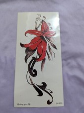 Elegant Red Lily Temporary Tattoo - Floral Body Art Design QC-627p 