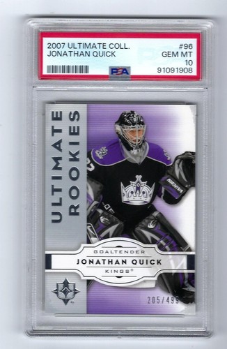 2007-08 Ultimate Collection Jonathan Quick RC PSA 10 Rookie Rare #205/ ...