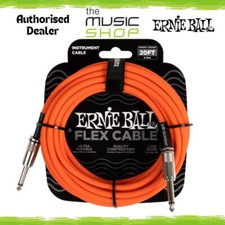 Ernie Ball Flex 20ft Orange Instrument (Guitar) Cable, Straight/Straight - 6421