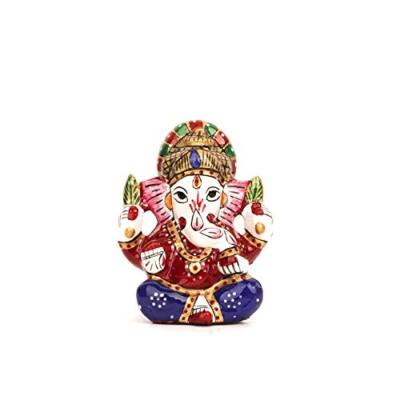 Attractive Meenakari Sitting Ganesh Idol Statue for Home Office Car Dashboard 