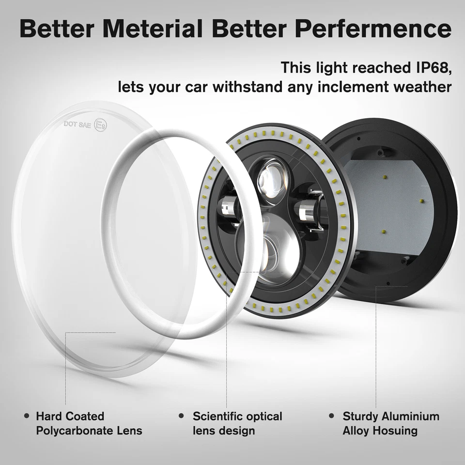 Par de faros LED de 7 pulgadas azules DRL haz alto/bajo aptos para Chevrolet Bel Air 1953-1957 Foto 3 de 4