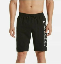 Nike 9 in Logo Breaker Swim Trunks/Board Shorts Black White Men's Size Small