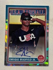 ENRIQUE BRADFIELD JR. 2024 USA Baseball Stars & Stripes Cracked Ice AUTO # 19/25
