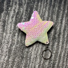 Star Sequins Keychain White Light Rainbow Keyring Starry Double Side Cute Gift