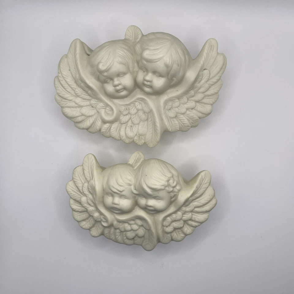 DE COLECCIÓN 2 JUEGOS Caja Baratija Ala Ángel Querubín Porcelana Blanca Joyería Bebé Rosa Gótico Foto 2 de 4