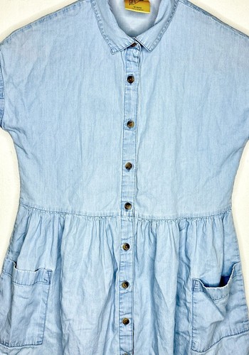 Thereabouts Chambray Shirt Dress Girls Size Medium 10-12 Blue Short Sleeve - Picture 3 of 5