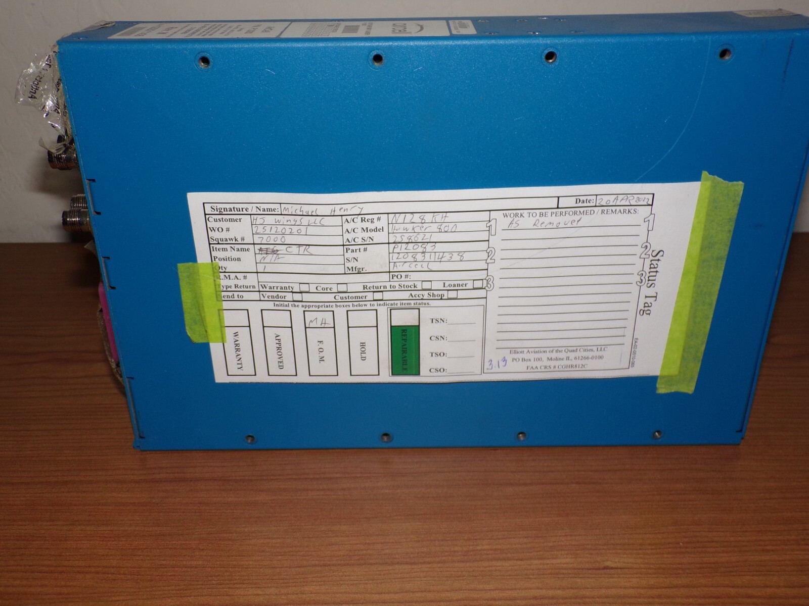 Hawker 800 Aircraft Cabin Router Aircell P12083 (With Tag As Removed)