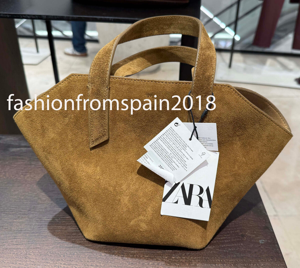 ZARA NEW WOMAN SPLIT SUEDE MINI TOTE BAG GREEN 6491/510/500 ZARA NEW WOMAN SPLIT SUEDE MINI TOTE BAG GREEN 6491/510/500