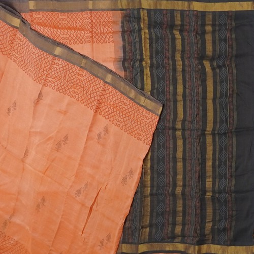 Vintage Salmón Sarees 100% Algodón Puro Zari Tejido a Mano Sari 4.6m Craft Tela - Imagen 3 de 6