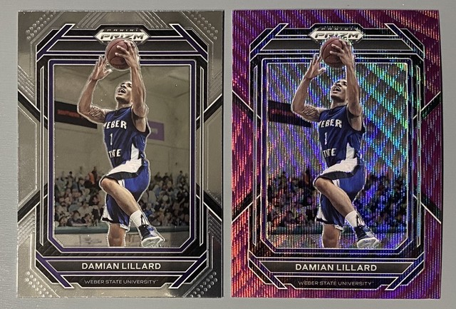 2- 2023 Prizm Draft Picks Damian Lillard Purple Wave Prizm & Base #89