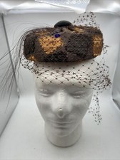 Vintage Ladies Chanda Brown Flapper Cap Tilt Hat