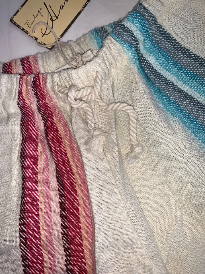 $48 NUEVO CON ETIQUETAS PANTALONES CORTOS VINTAGE HAVANA Marfil Sarape Rayas Crochet Encaje PISCINA PLAYA Talla XS Foto 4 de 4